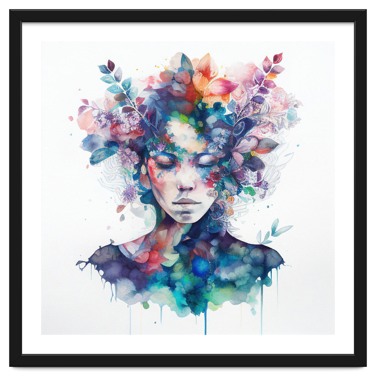 Watercolor Tropical Woman #16