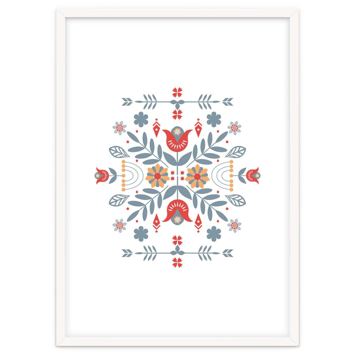 Scandinavian Folk Retro Flower Pattern