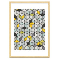 Colorful Concrete Cubes - Yellow, Blue, Grey