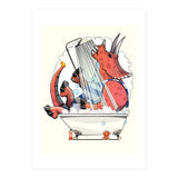 Dinosaur Triceratops in the Shower, funny bathroom humour (Print Only) thumbnail