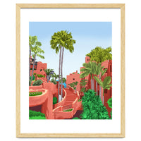 Tropical Architecture, Mexico Exotic Places Building Illustration Bohemian Painting Palm