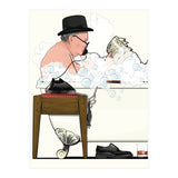 Winston Churchill in Bathtub, Funny Bathroom Humour (Print Only) thumbnail