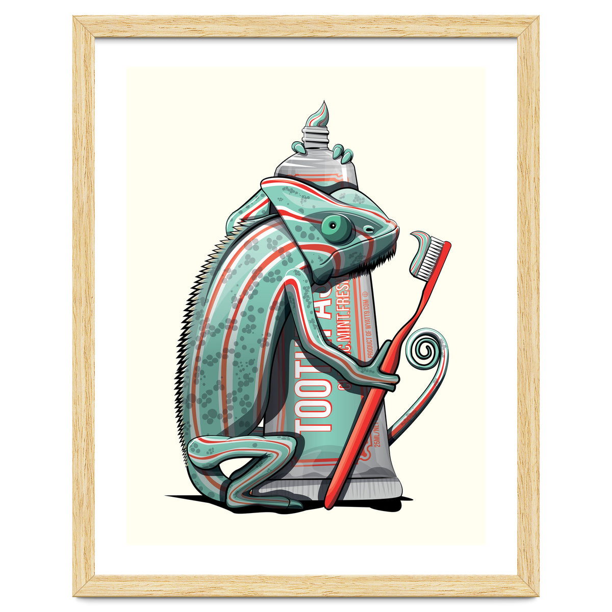 Chameleon Brushing Teeth, Funny Bathroom Humour