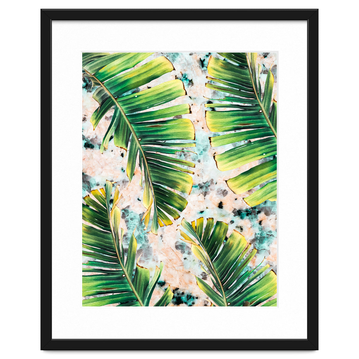 Palm leaf on marble 02