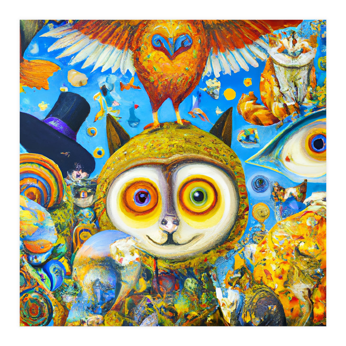 Chaotic and Colorful Fantasy Creatures Art Print (Print Only)