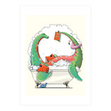Dinosaur Plesiosaurus in the Bath, funny bathroom humour (Print Only) thumbnail