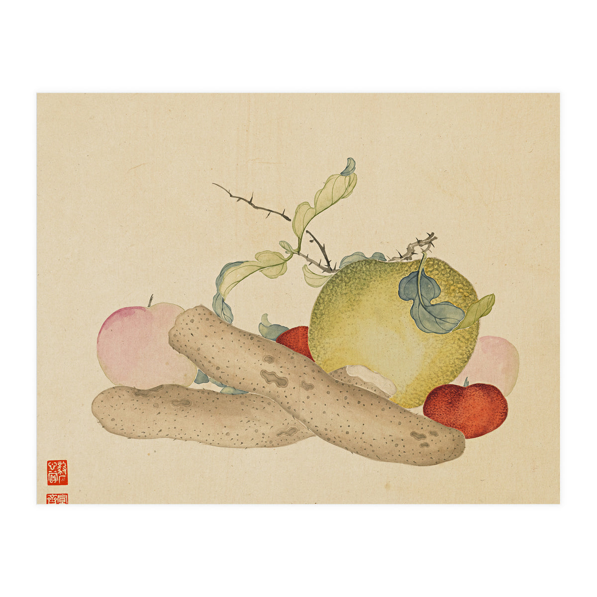 Wang Chengyu~flowers And Vegetables, Vegetables, Fruits, Yam, Apple, Pear (Print Only)