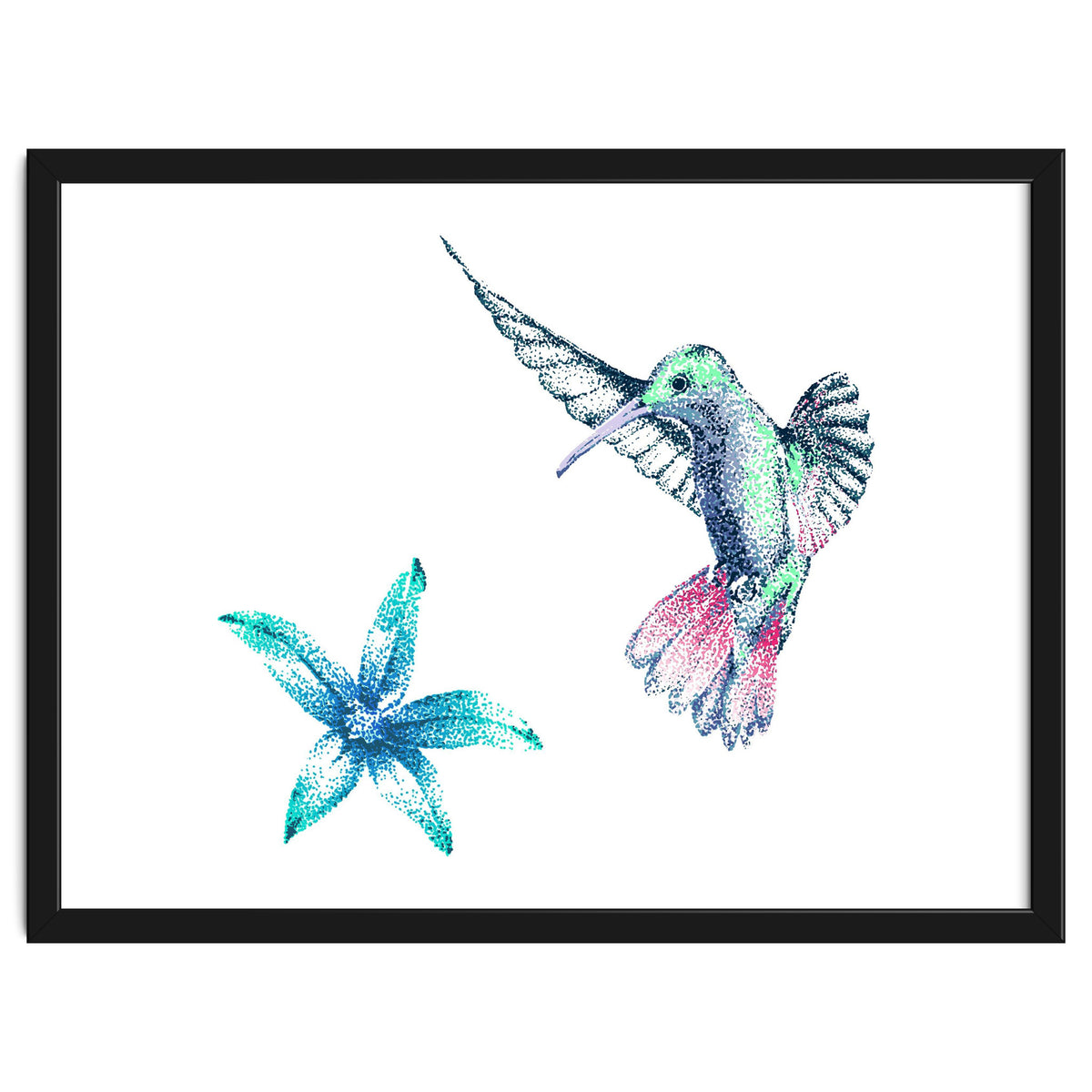 Green Hummingbird And Tropical Flower