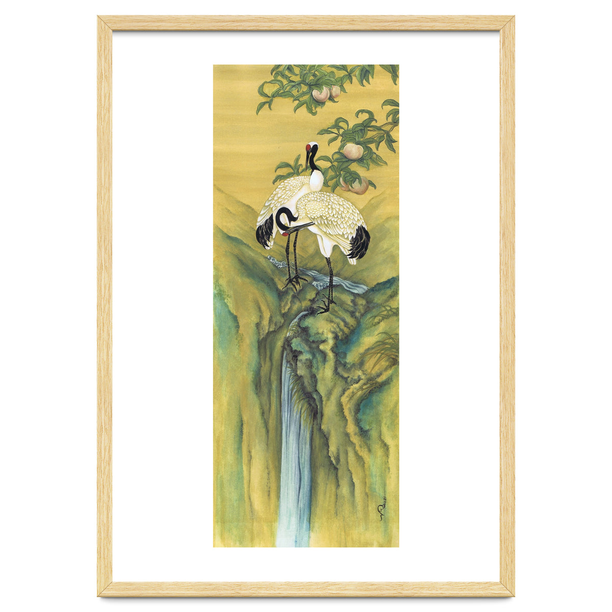 Cranes At The Top Of A Waterfall