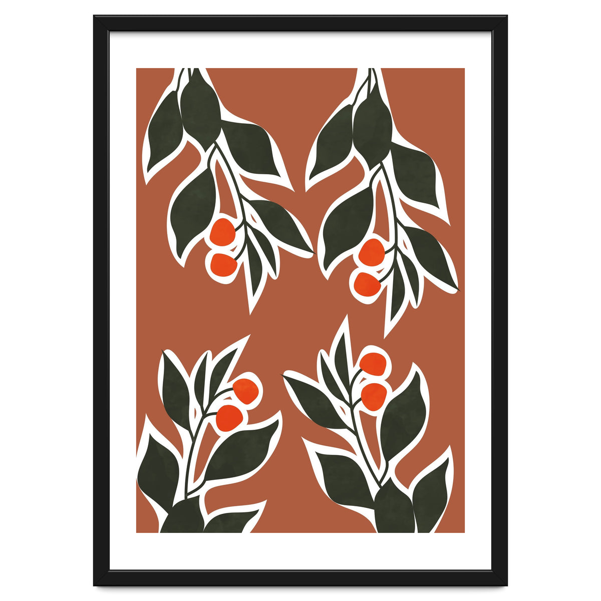 Red Cherry Leaf Boho Botanical II