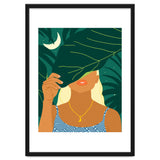 To The Moon & Never Back | Jungle Dreamer Bohemian Tropical Soul | Forest Nature Woman Illustration thumbnail
