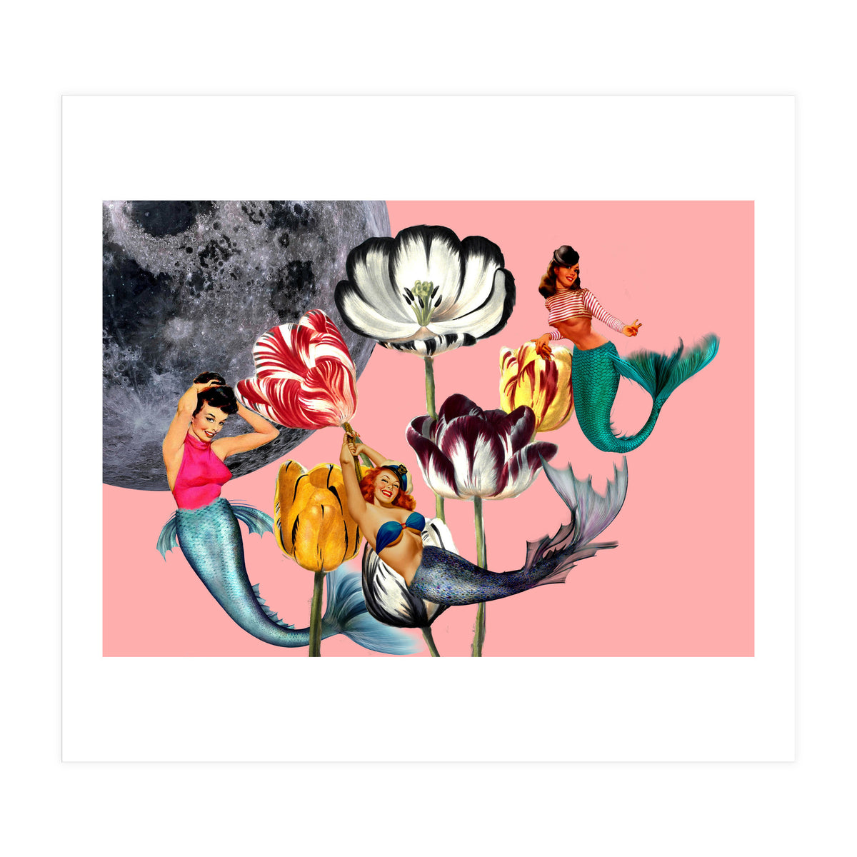 Mermaid Floral with moon (Print Only)