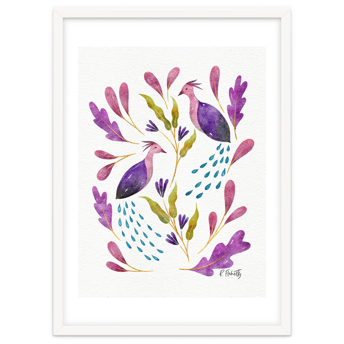 Folk Art Peacocks Purple