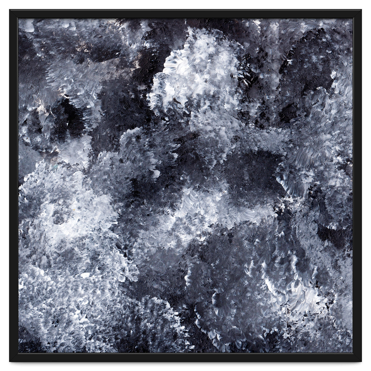 Modern Black White Acrylic Paint Brushstroke Ocean Waves