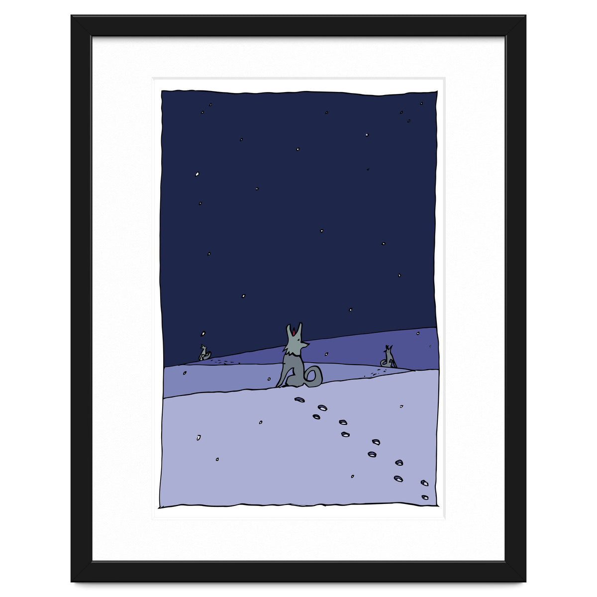 Dogs in Winter Night