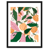 The Peach Garden , Vintage Botanical Tropical Jungle, Fruits Plants Pastel Summer Forest thumbnail