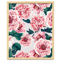 Pattern pink vintage peonies