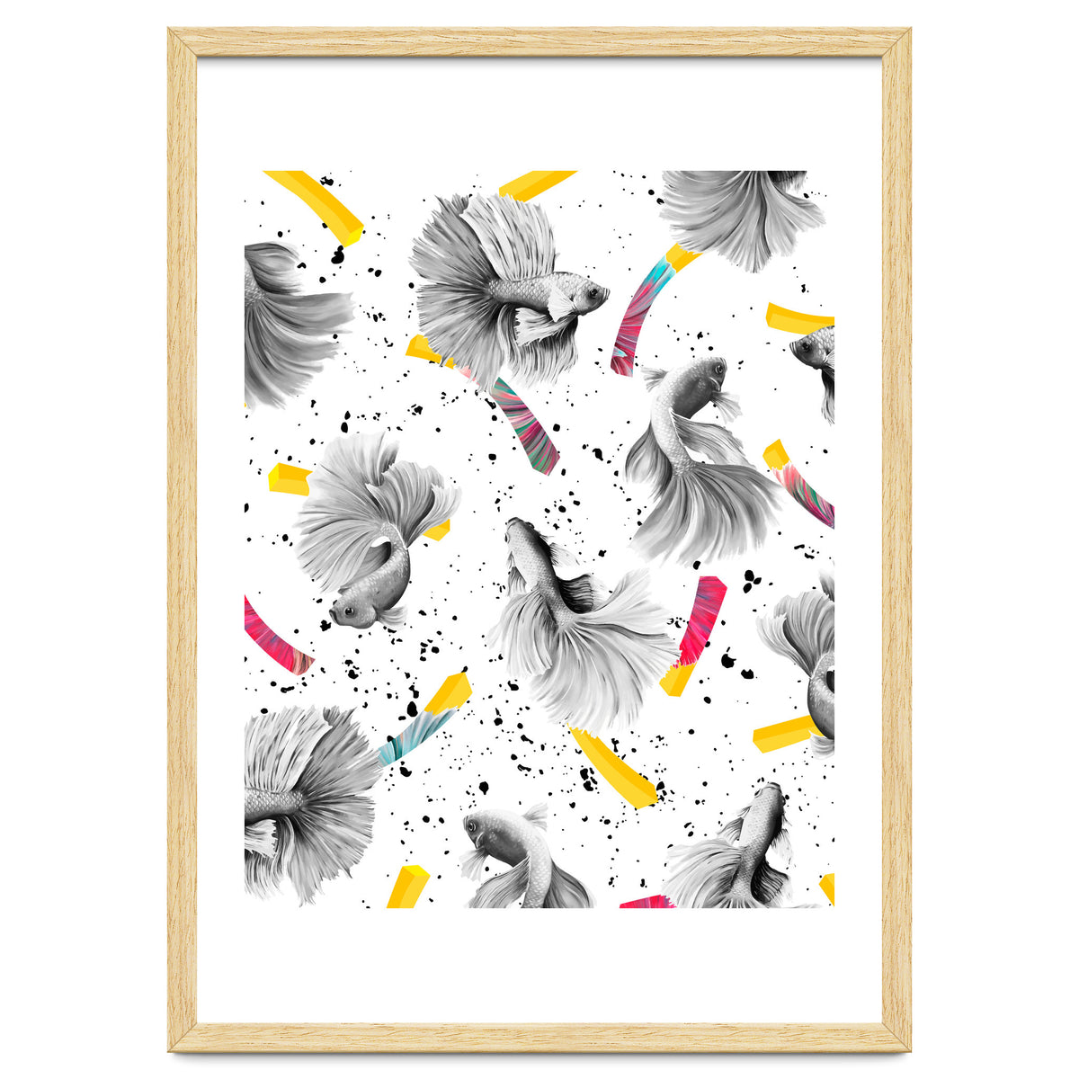 Fish & Chips, Eclectic Quirky Vintage British, French Fries Food Boho Illustration Graphic