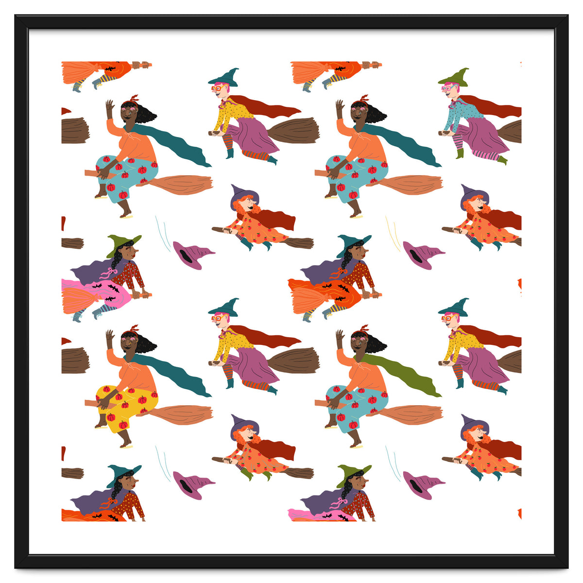 Tiny Witches Pattern (white Backgrownd)