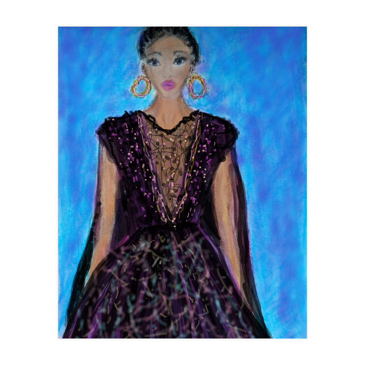 A LADY  WEARING A MAGICAL GOWN (Print Only)