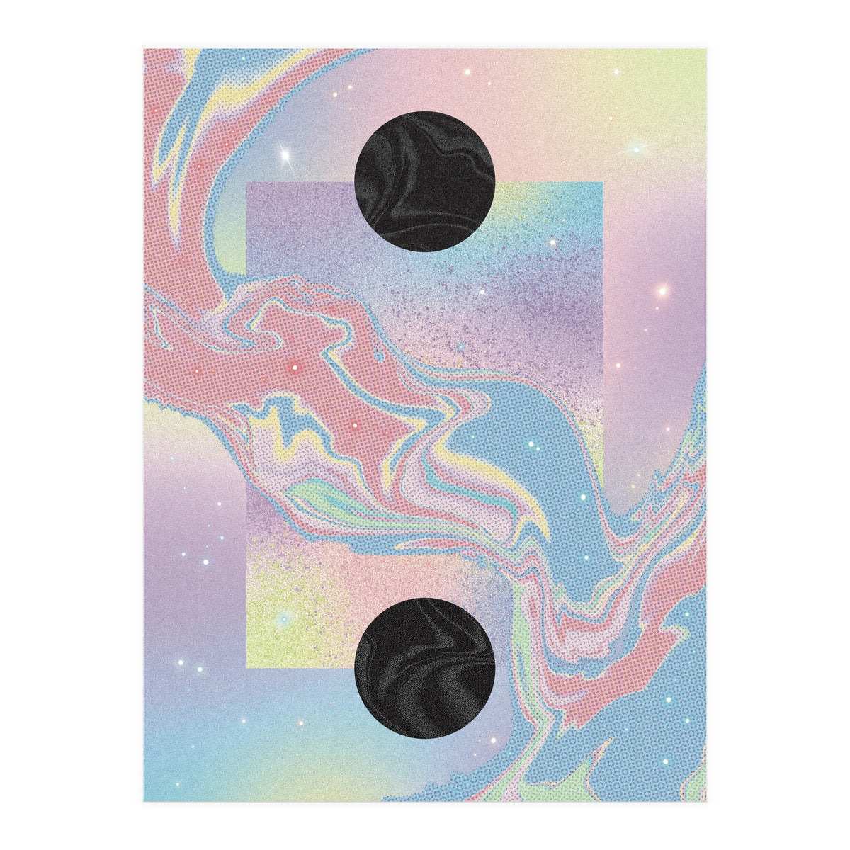 Pink Pastel Space Planet Yin Yang (Print Only)