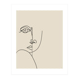Looking Back : Moon Eyes, Abstract Face Line Art, Minimal Drawing Sketch People Scandinavian Neutral (Print Only) thumbnail