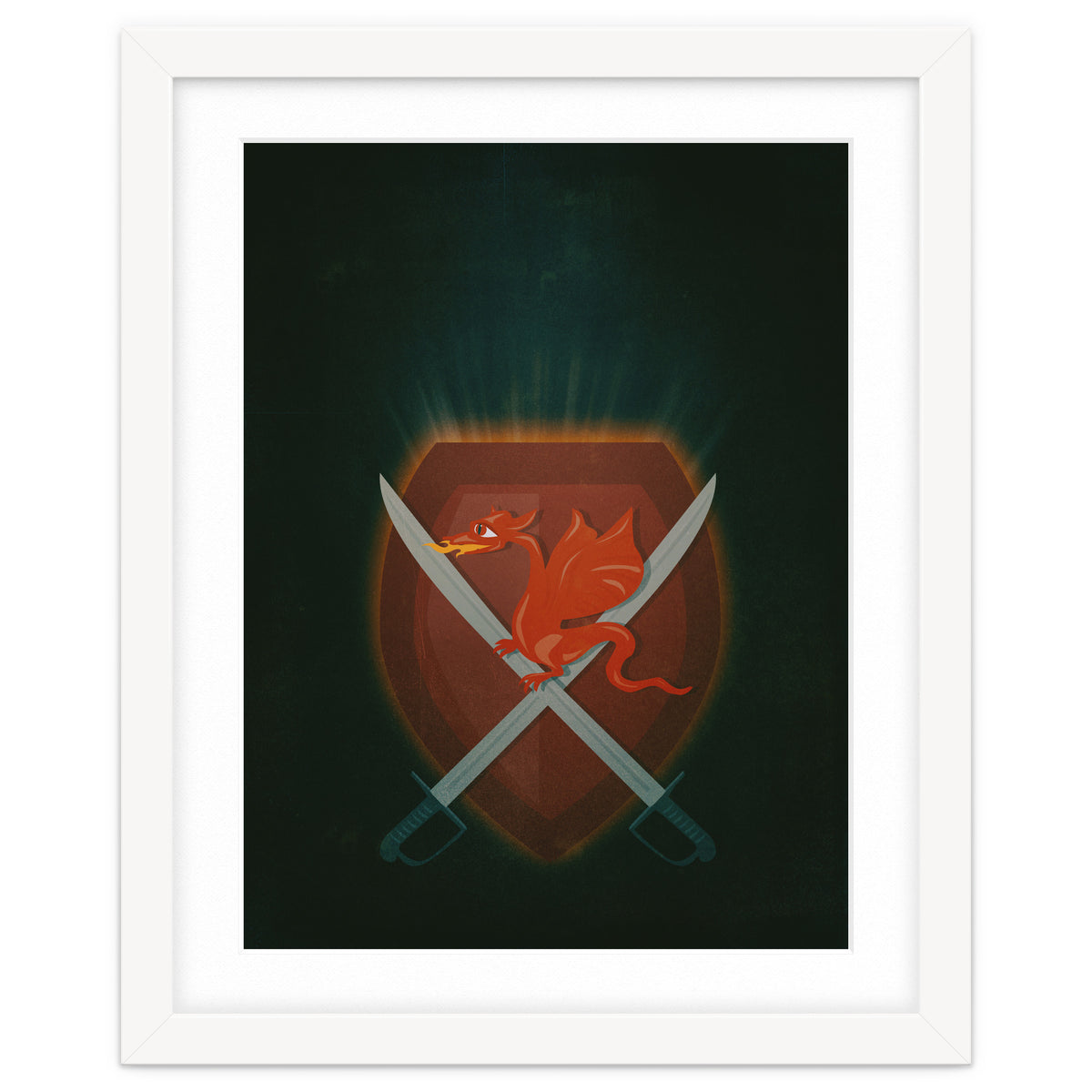 Heraldic dragon and cutlasses