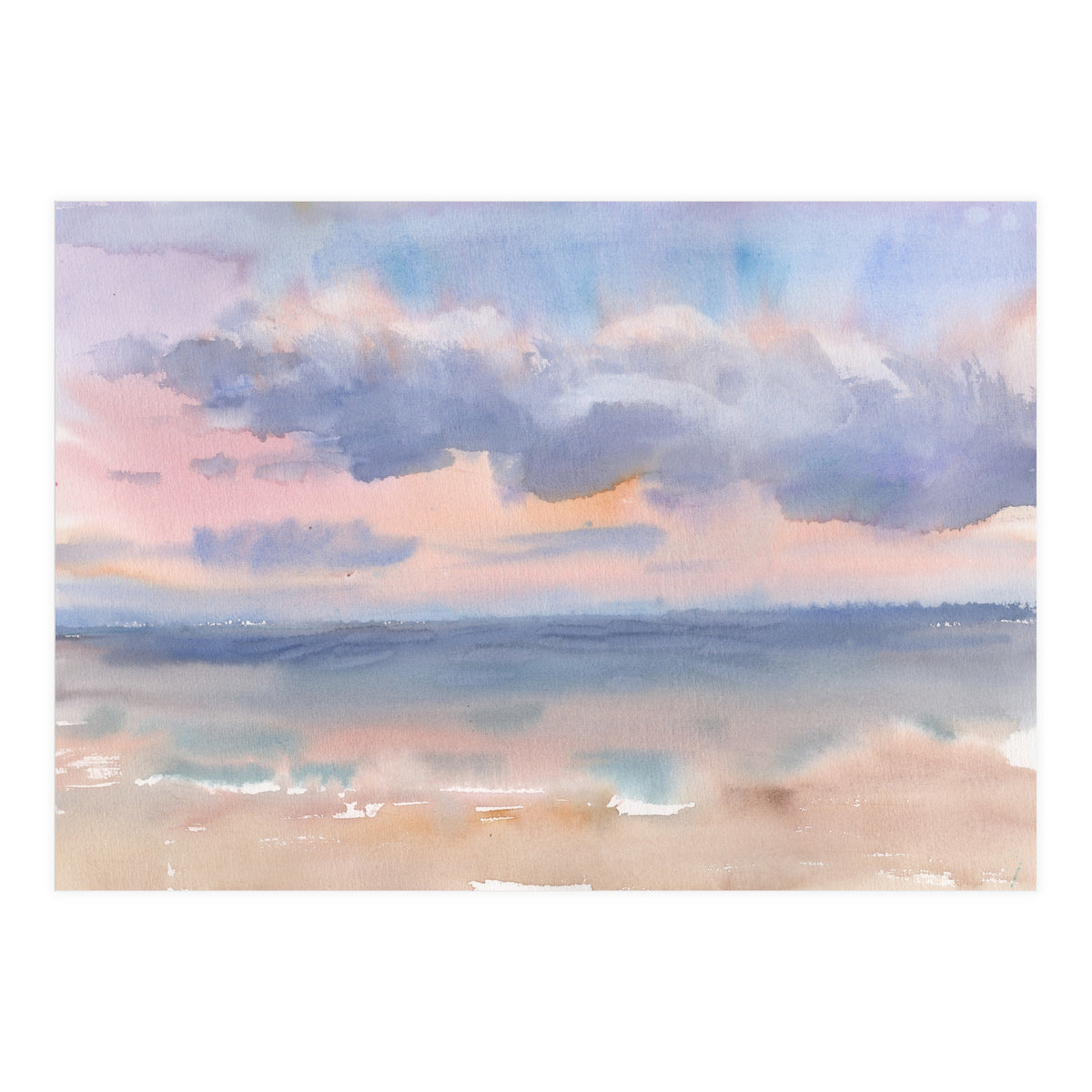 Beautiful morning At The Beach. Watercolor (Print Only)