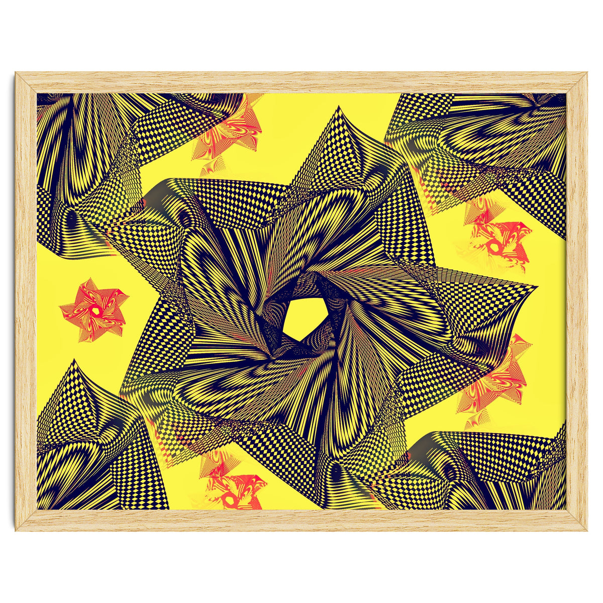 Black flowers on yellow background.