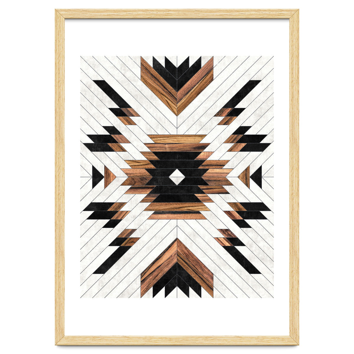 Urban Tribal Pattern No.5 - Aztec - Concrete and Wood