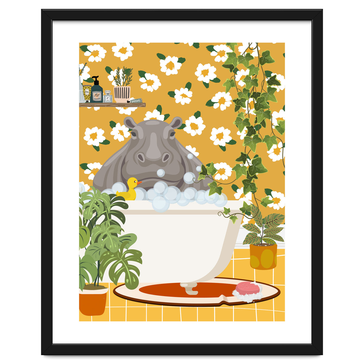 Hippo Taking a Bubble Bath