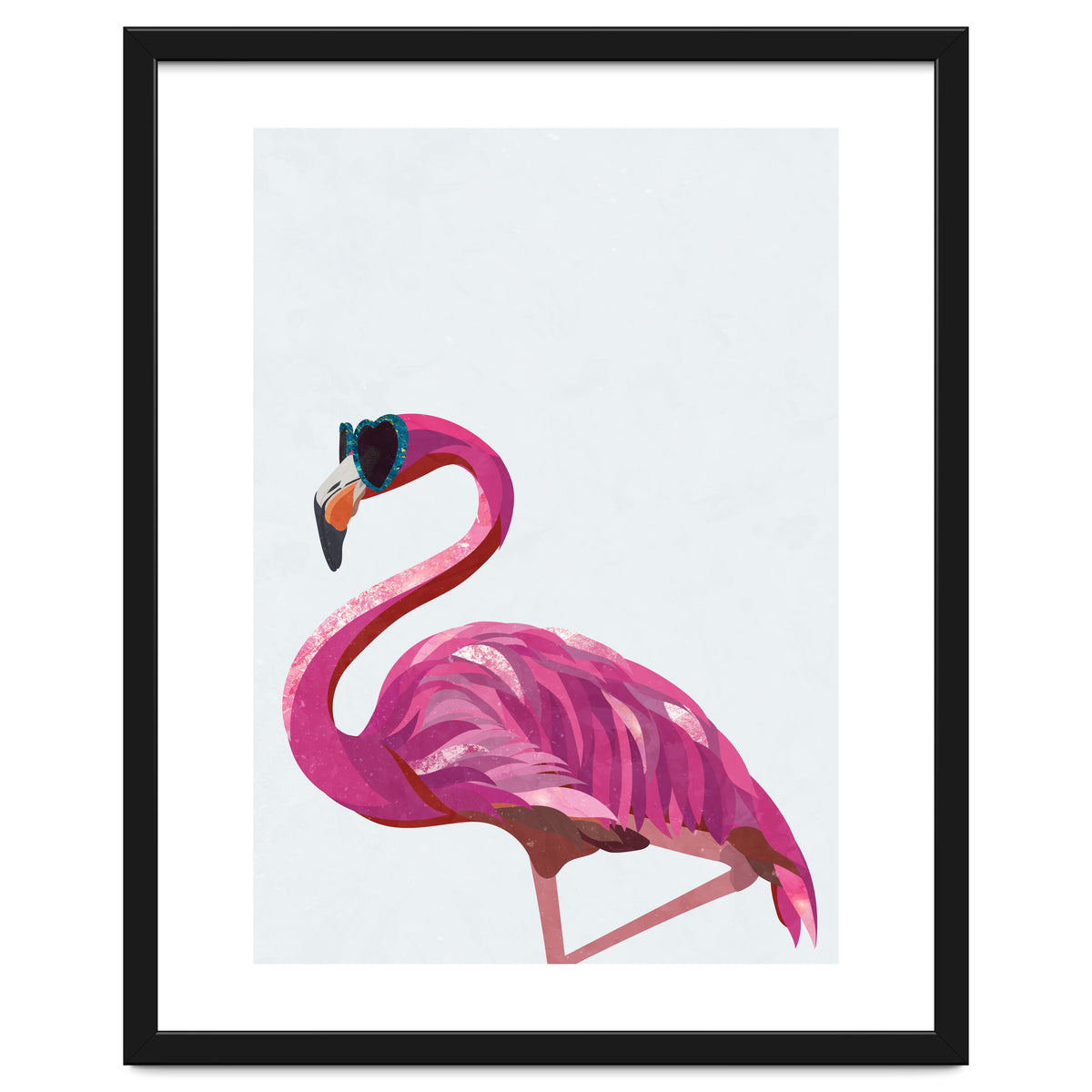 Flamingo Portrait Wearing Sunglasses