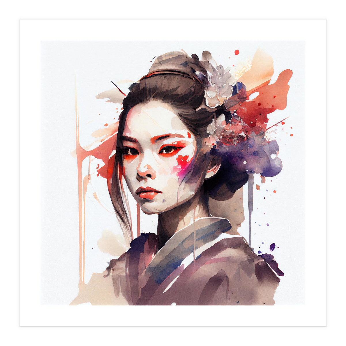 Watercolor Modern Geisha #7 (Print Only)