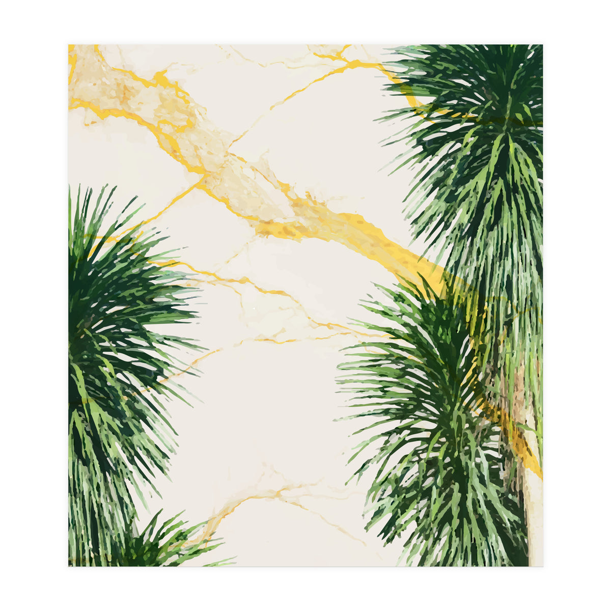 Gold marble texture with palm tree (Print Only)