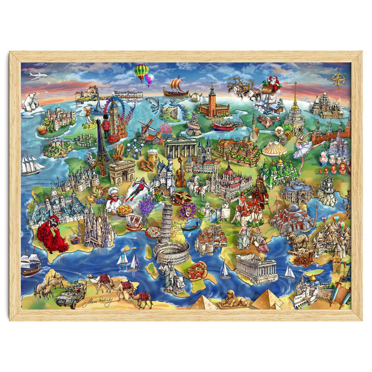 European World Wonders Illustrated Map
