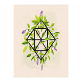 Geometric frame with leaves and flowers (Print Only) thumbnail
