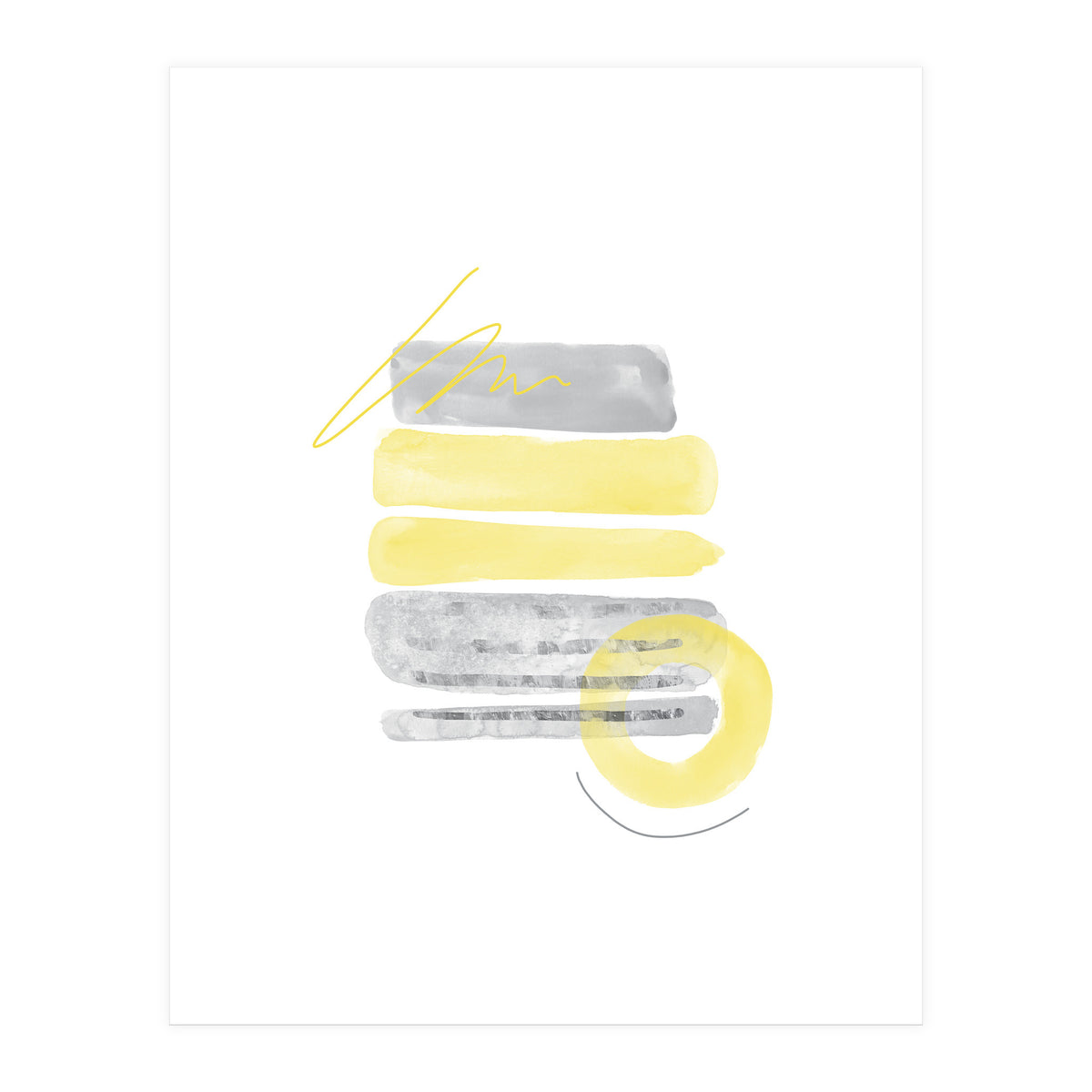 Watercolor Shapes No. 1 | Illuminating Yellow & Ultimate Grey (Print Only)