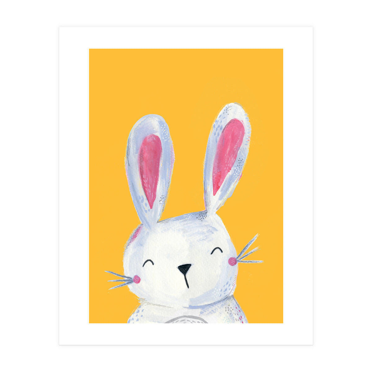 Woodland Bunny On Mustard (Print Only)