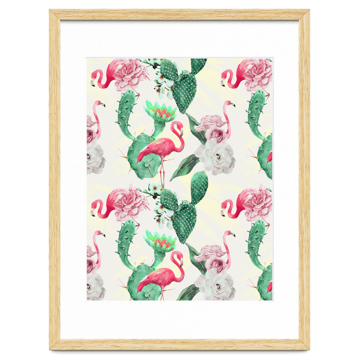 Flamingos, geometric and flowers