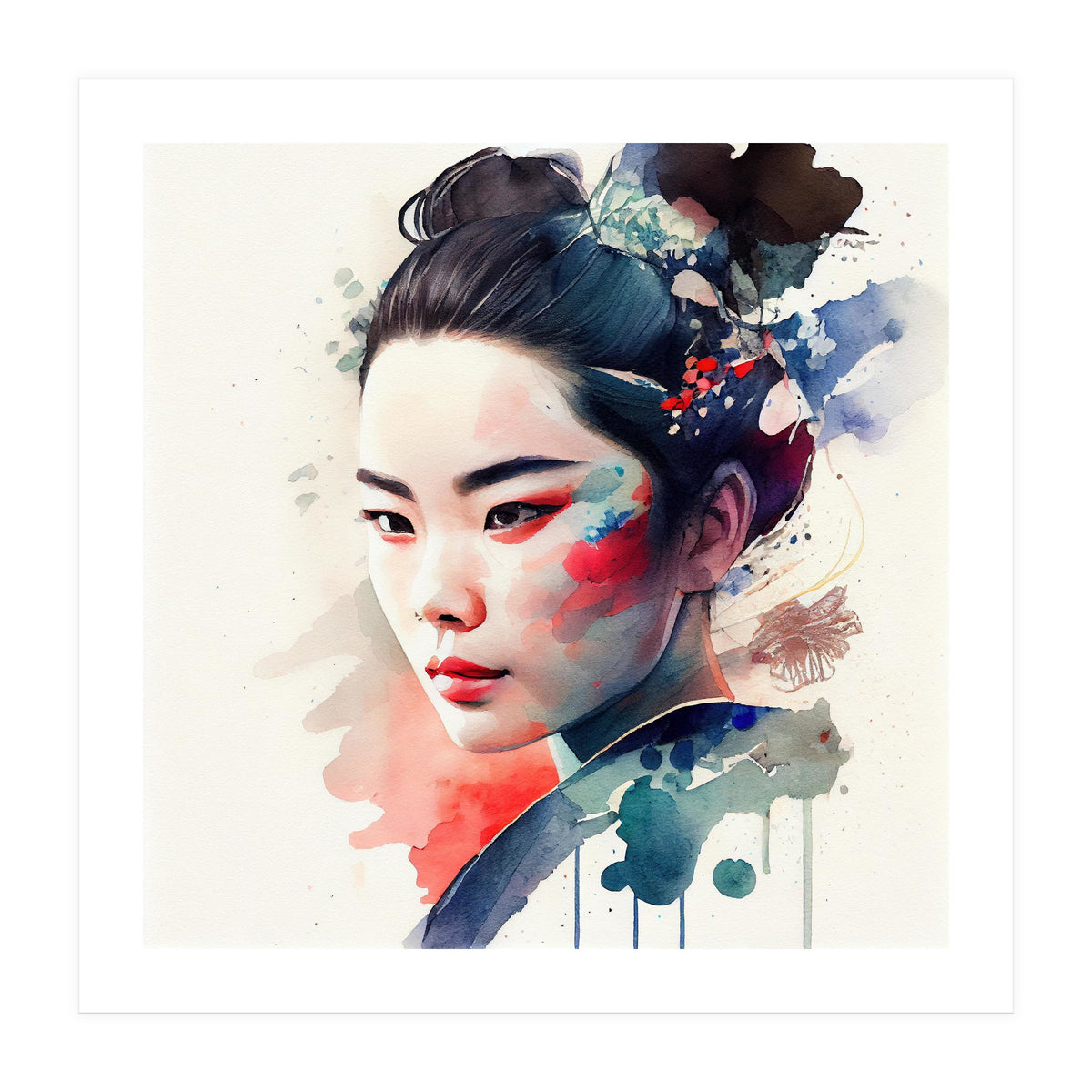 Watercolor Modern Geisha #4 (Print Only)