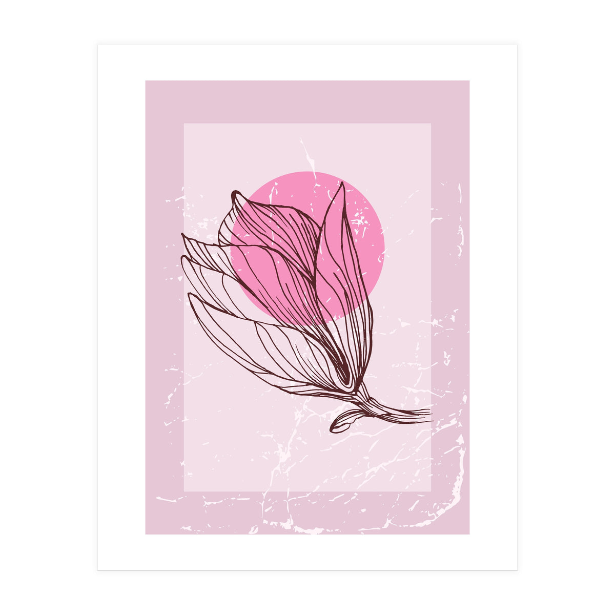 Magnolia  Minimalist Scandinavian, Abstract Geometric Art, Botanical Art (Print Only)