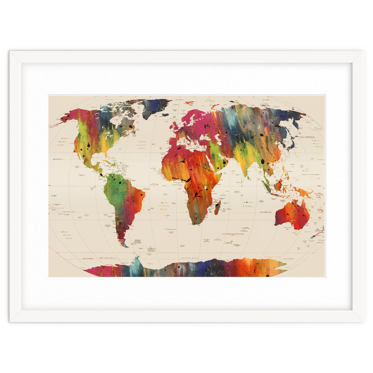 ALLOVER THE WORLD-Painted map