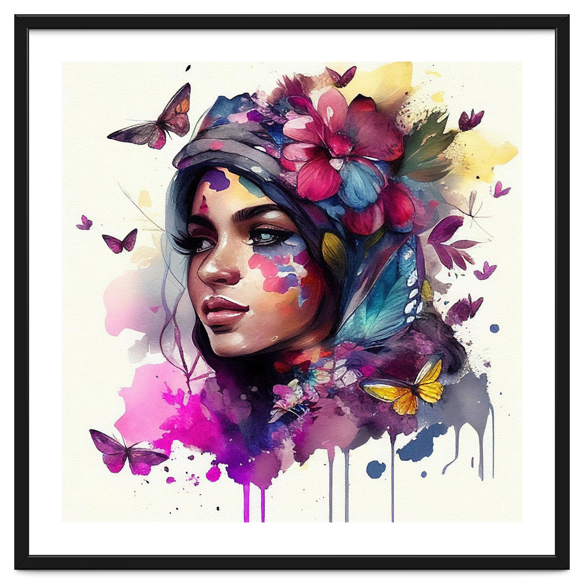 Watercolor Floral Arabian Woman #9