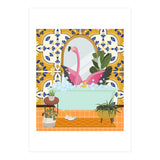 Flamingo Bathing in Moroccan Style Bathroom (Print Only) thumbnail