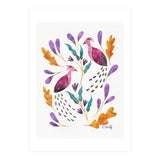 Folk Art Peacocks | Pink (Print Only) thumbnail