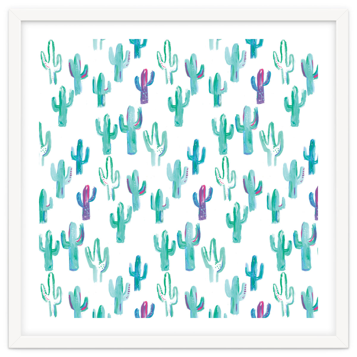 All Over Painted Cacti Mint And Pink