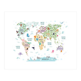 Pastel Animal World Map  (Print Only) thumbnail