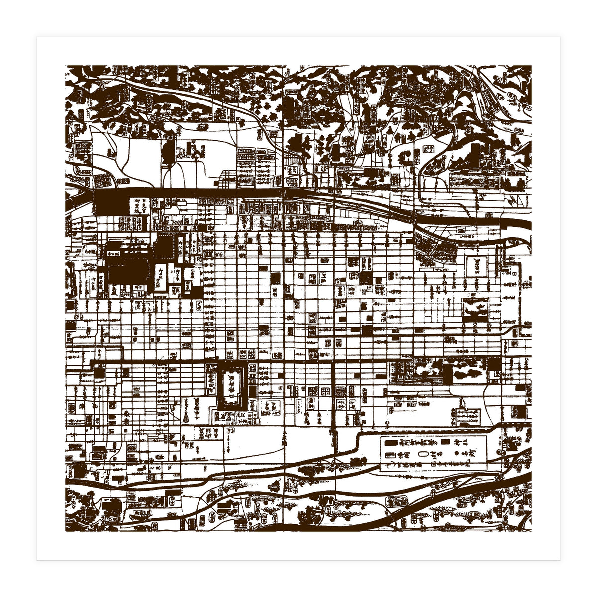 Antique Oriental Town Map  (Print Only)