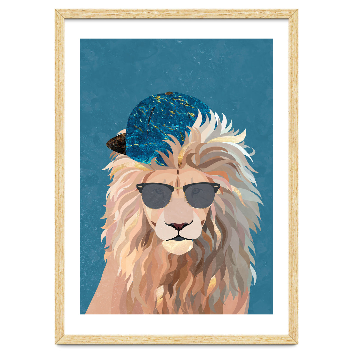 Skater Lion Portrait Blue