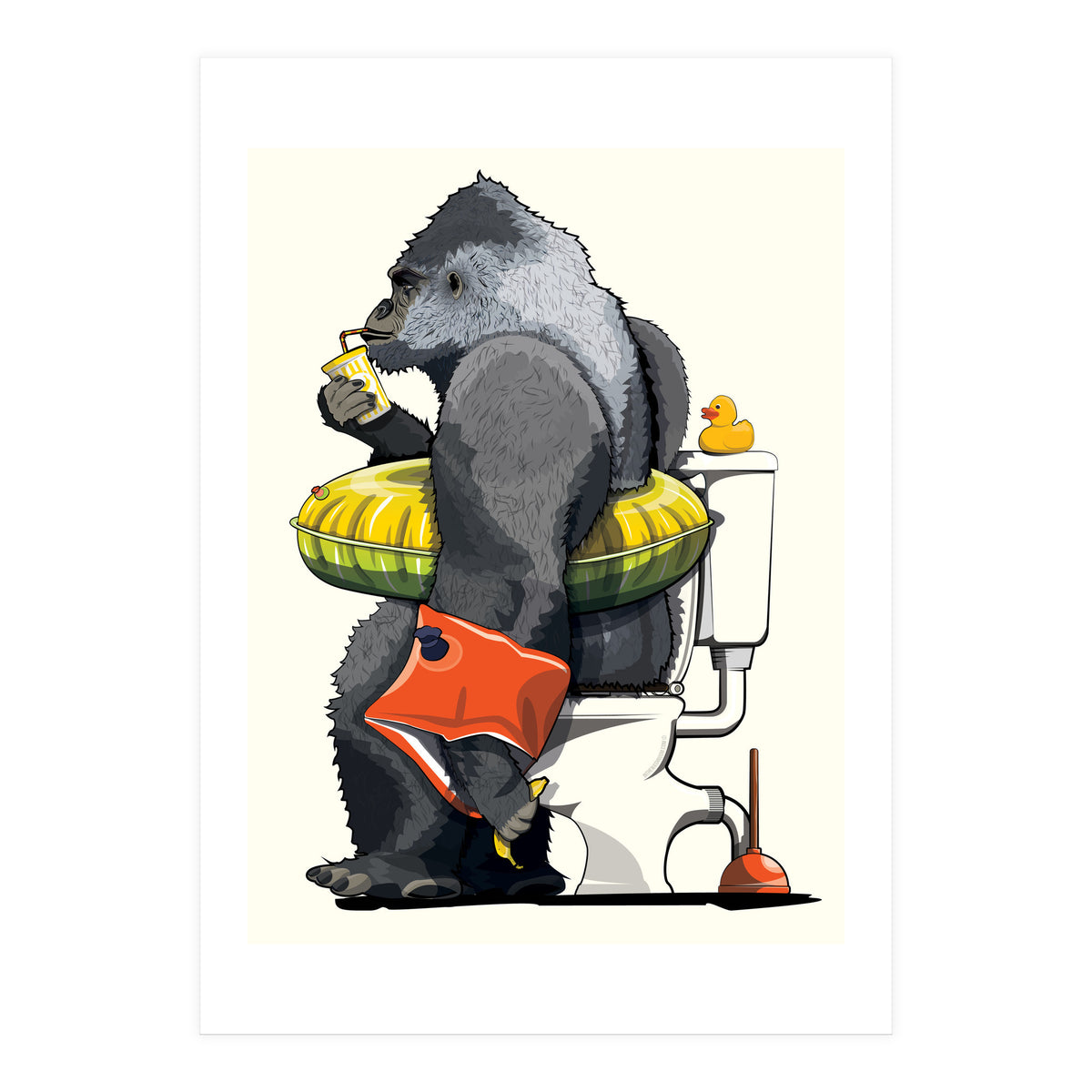 Gorilla on the Toilet, Funny Bathroom Humour (Print Only)